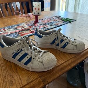 Adidas Kids White and Blue Sneakers